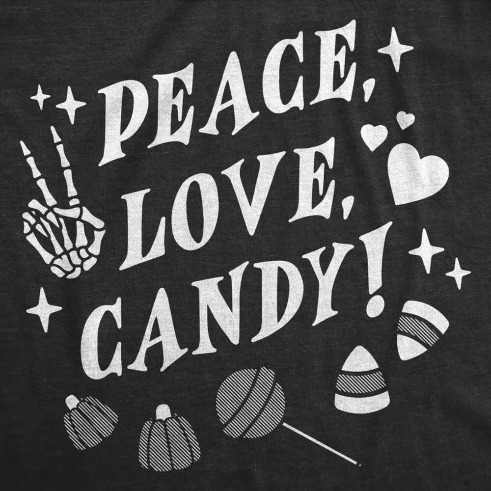 Youth Funny T Shirts Peace Love Candy Halloween Tee For Kids